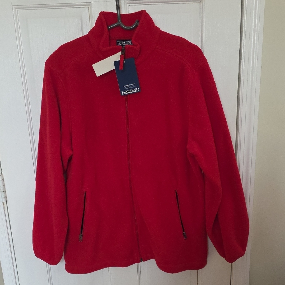 Lands' End Vibrant Red Fleece Jacket